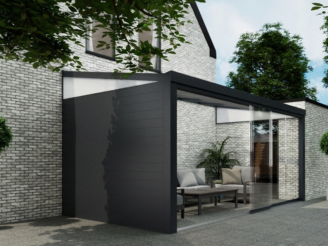 Aluminium Seitenwand mit Polycarbonat Keil