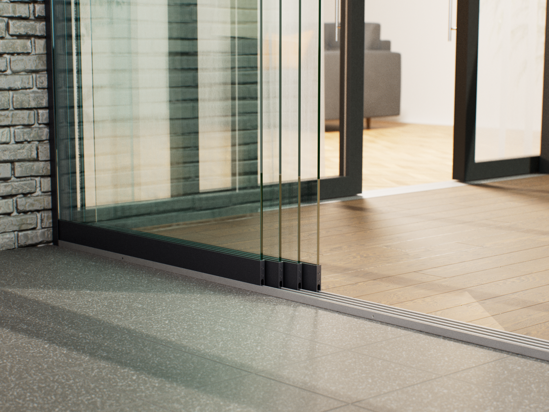 Glasschiebewand | 4-Schienen | 4x90cm | bis 3540mm breit