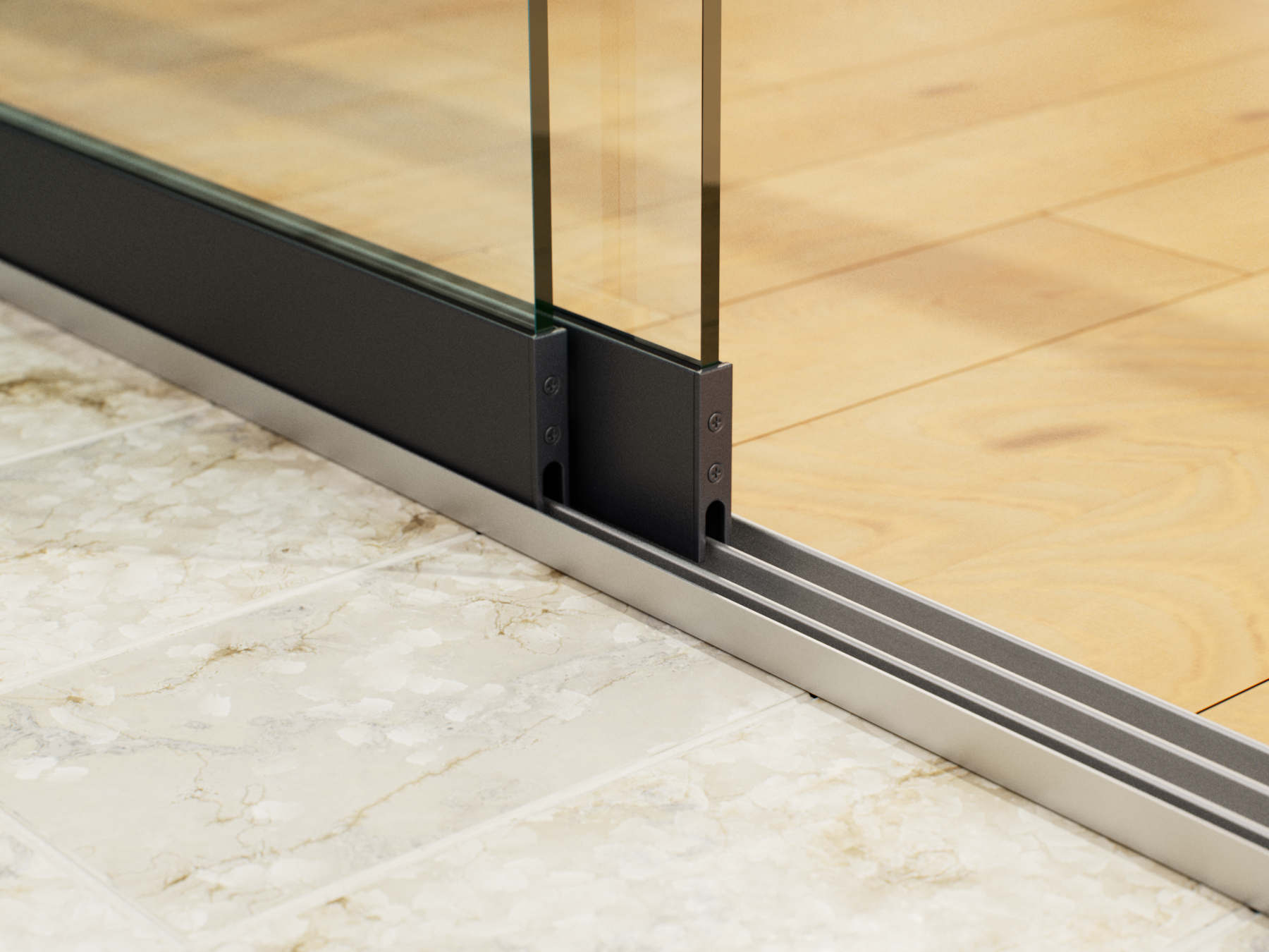 Glasschiebewand | 3-Schienen | 2x90cm | bis 1780mm breit