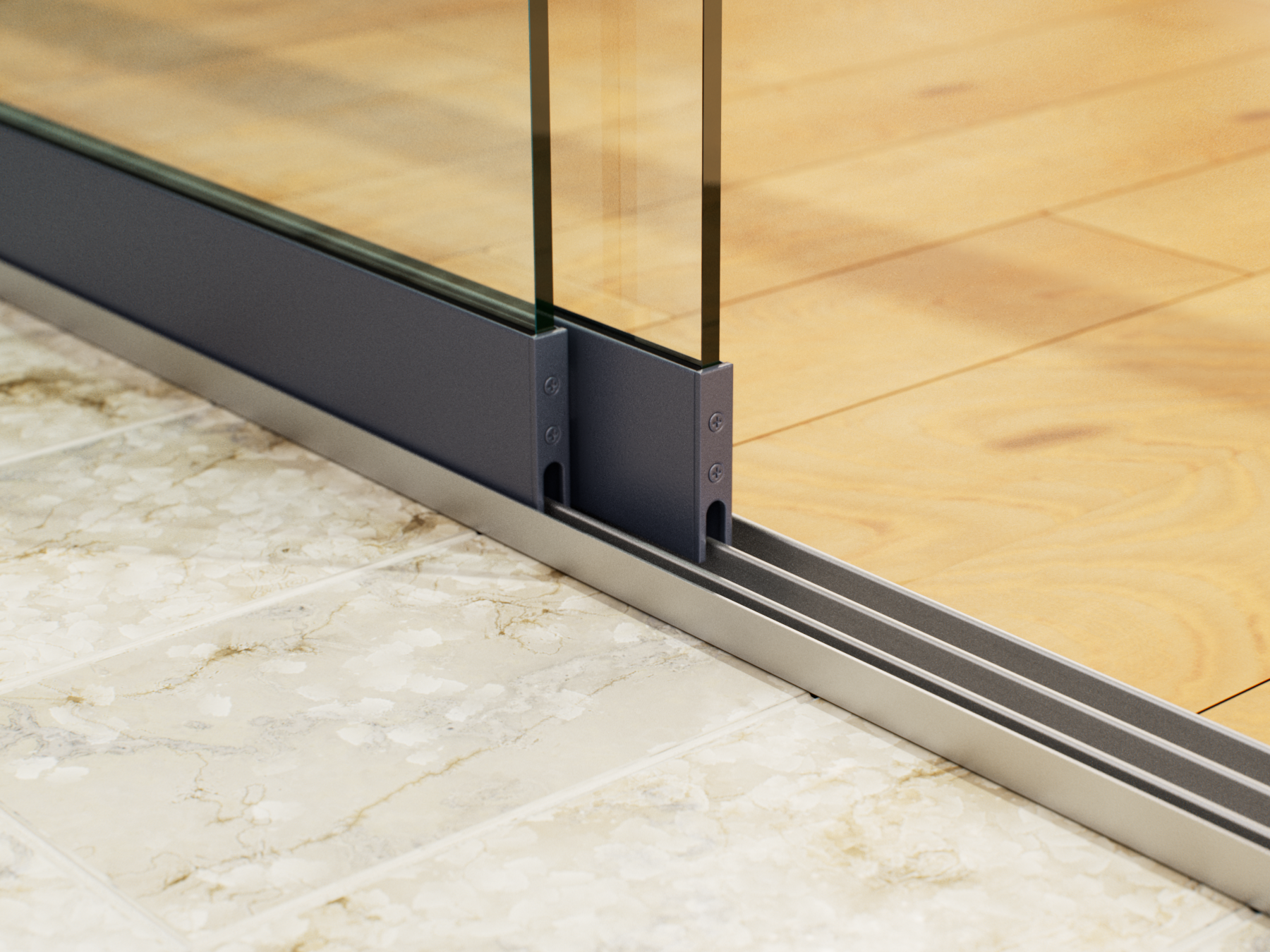 Glasschiebewand | 3-Schienen | 2x90cm | bis 1780mm breit