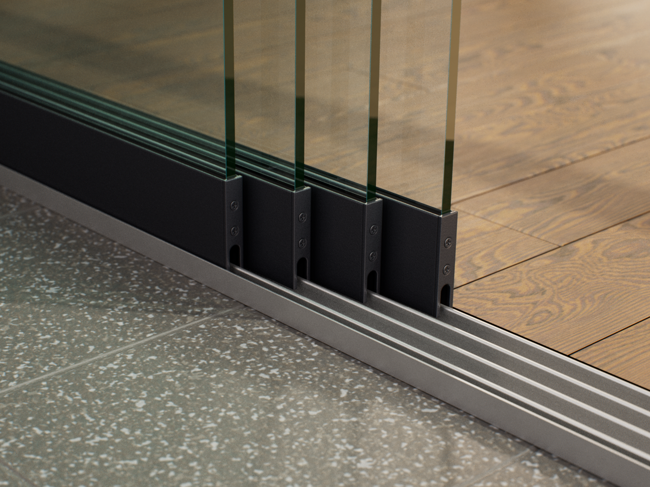 Glasschiebewand | 4-Schienen | 4x103cm | bis 4000mm breit