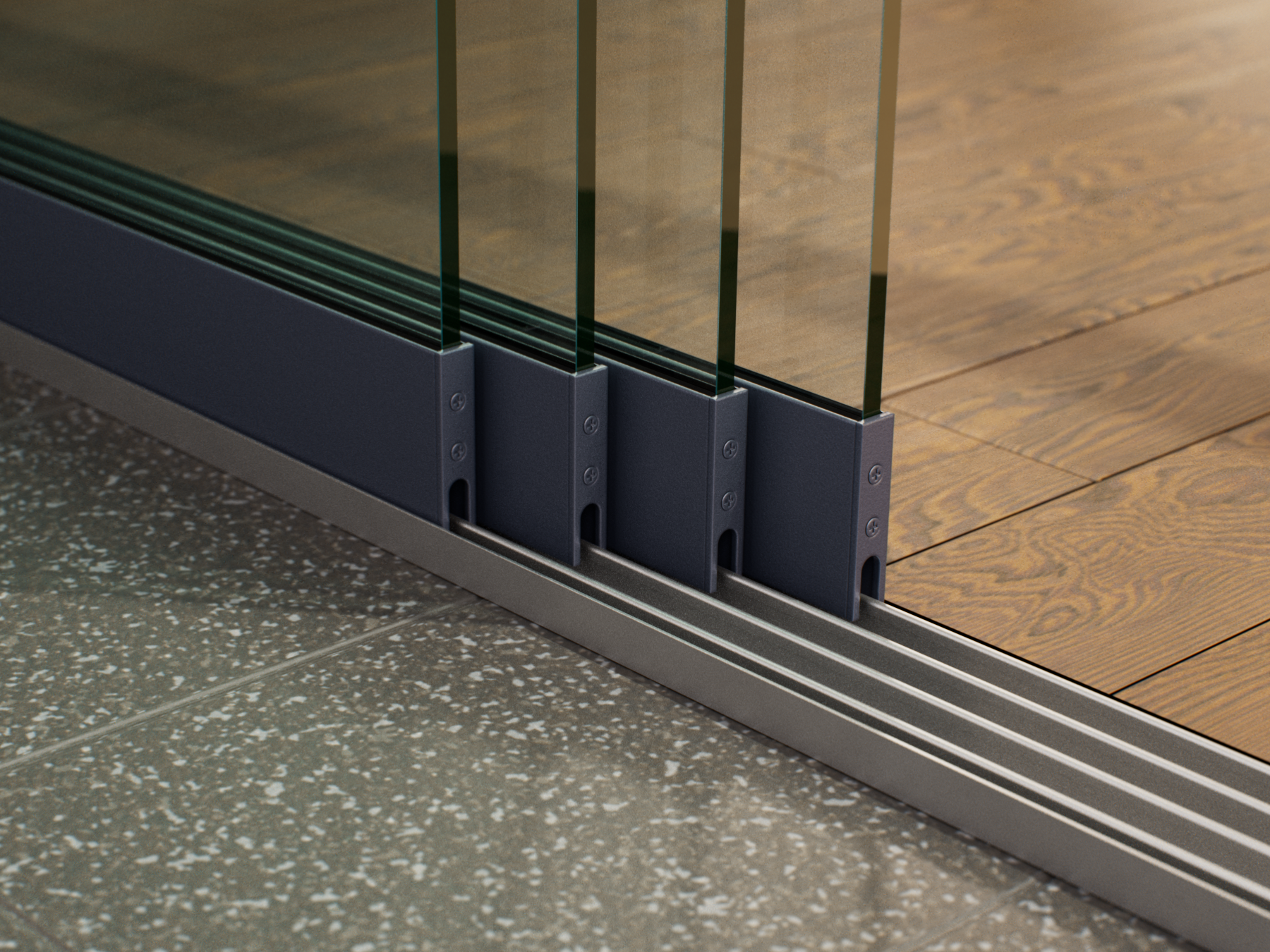 Glasschiebewand | 4-Schienen | 4x90cm | bis 3540mm breit